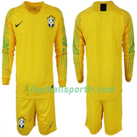 Tenue Brésil Enfant Domicile Coupe du monde 2018 Maillot de Foot ML